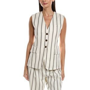 A.L.C. Womens  Noa Linen-Blend Vest, White